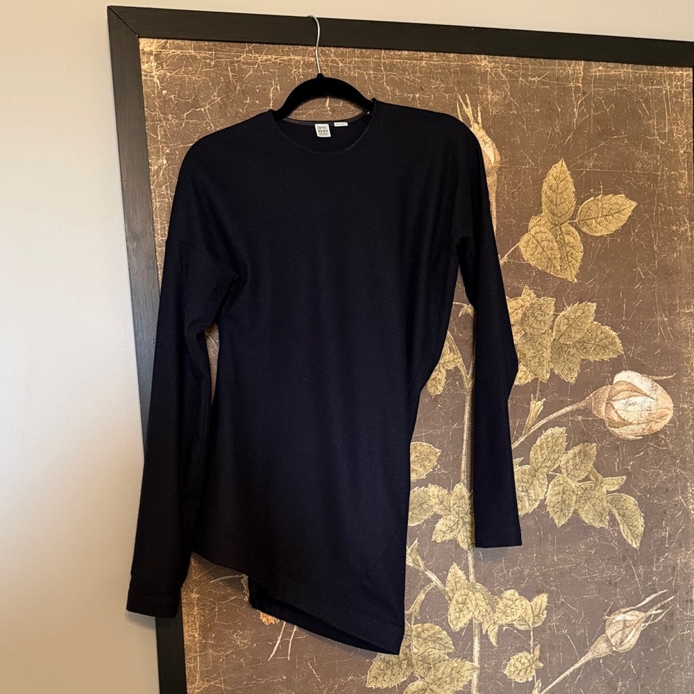 Toteme Navy Asymmetric Long-Sleeve Top